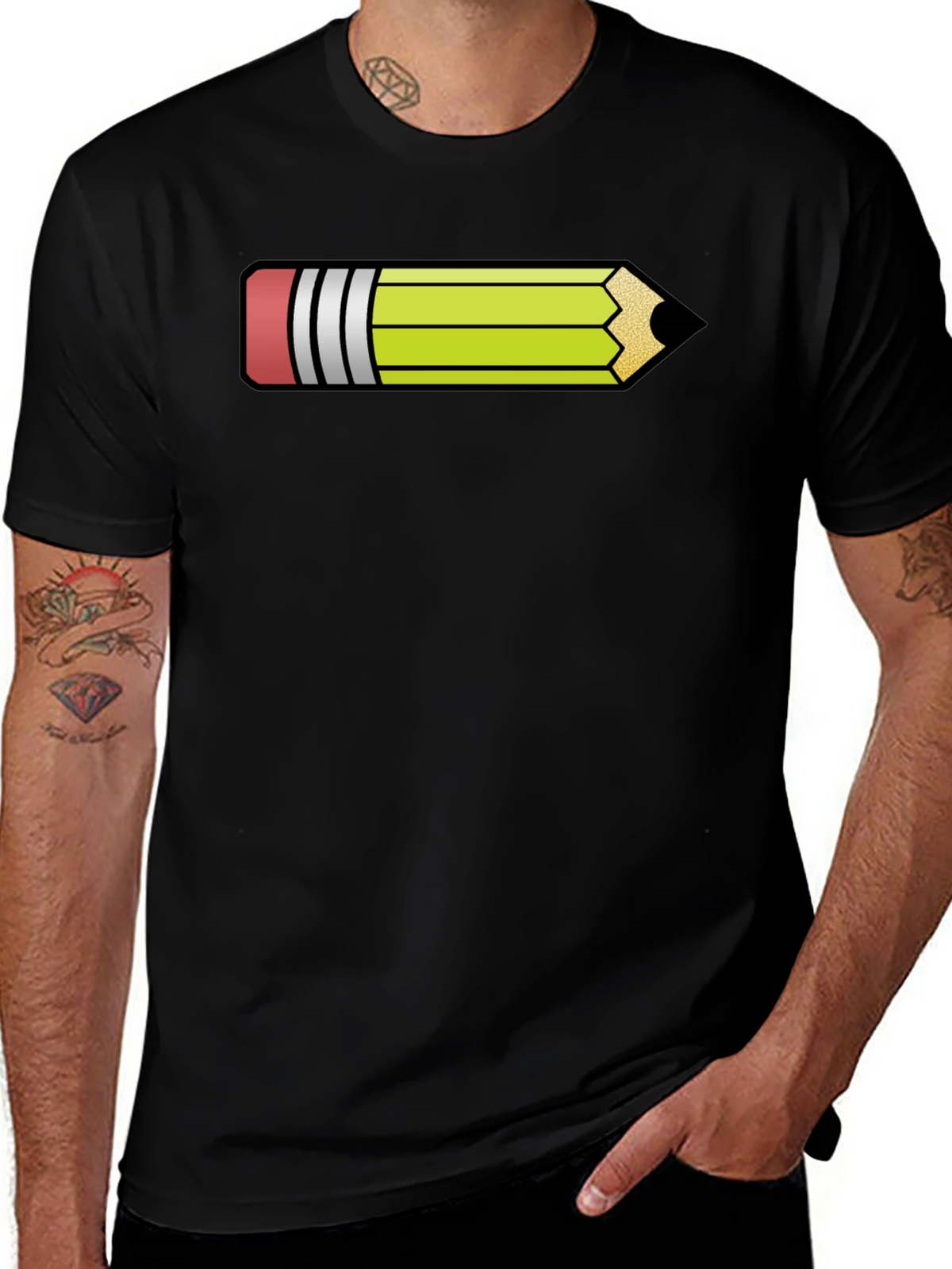 Pencil Graphic Black T-Shirt - Fun Artist Apparel