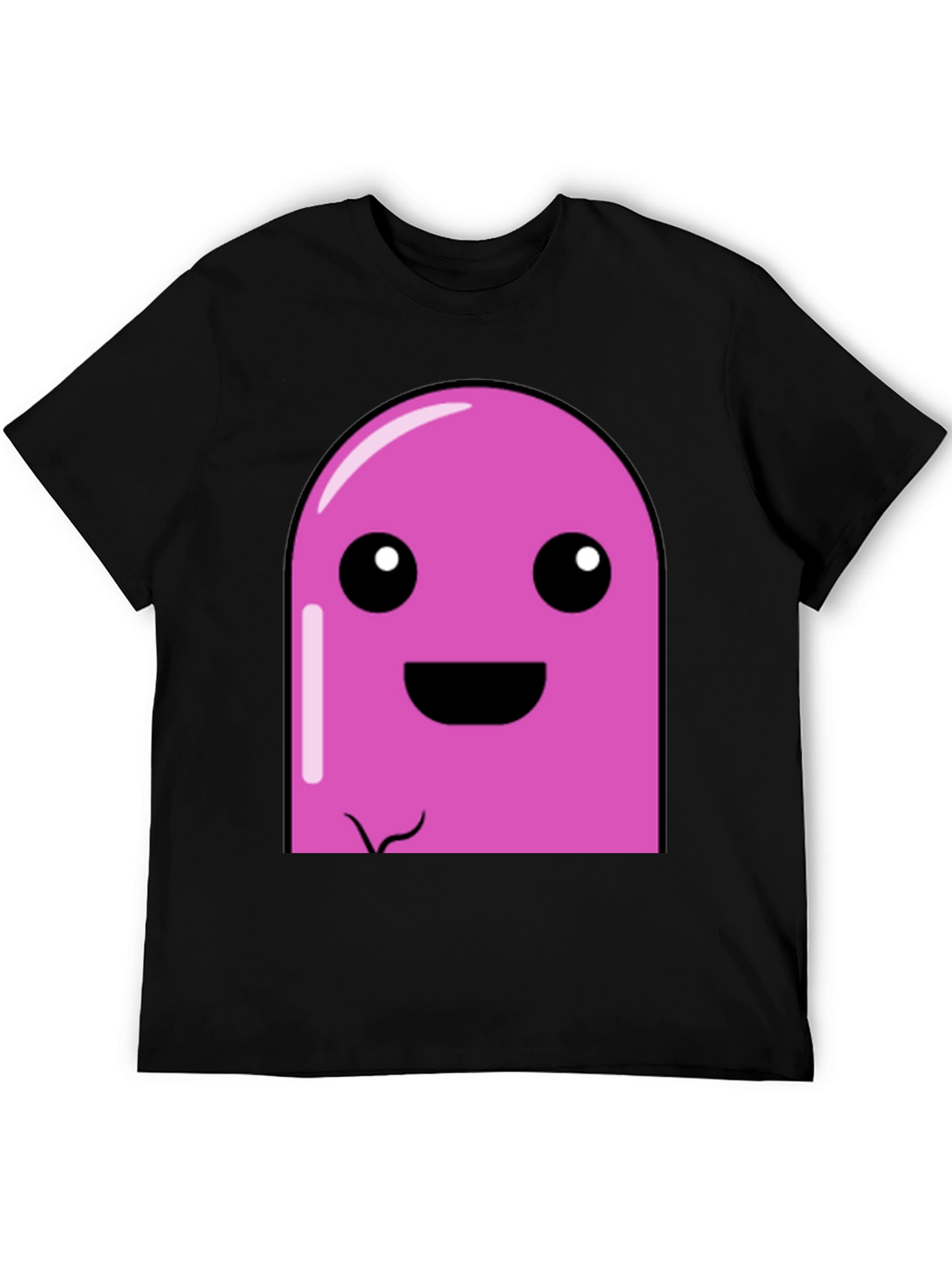 Pink Cartoon Character Graphic Black T-Shirt