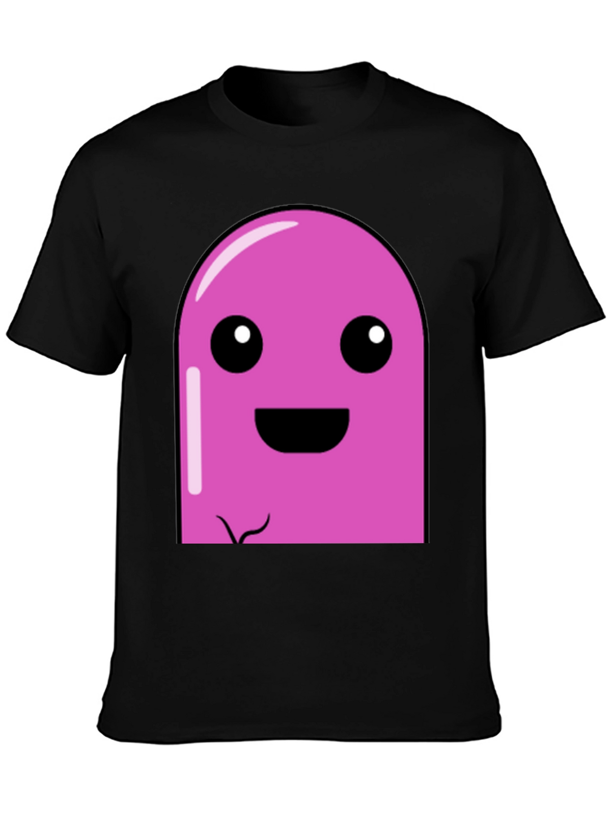 Pink Cartoon Character Graphic Black T-Shirt