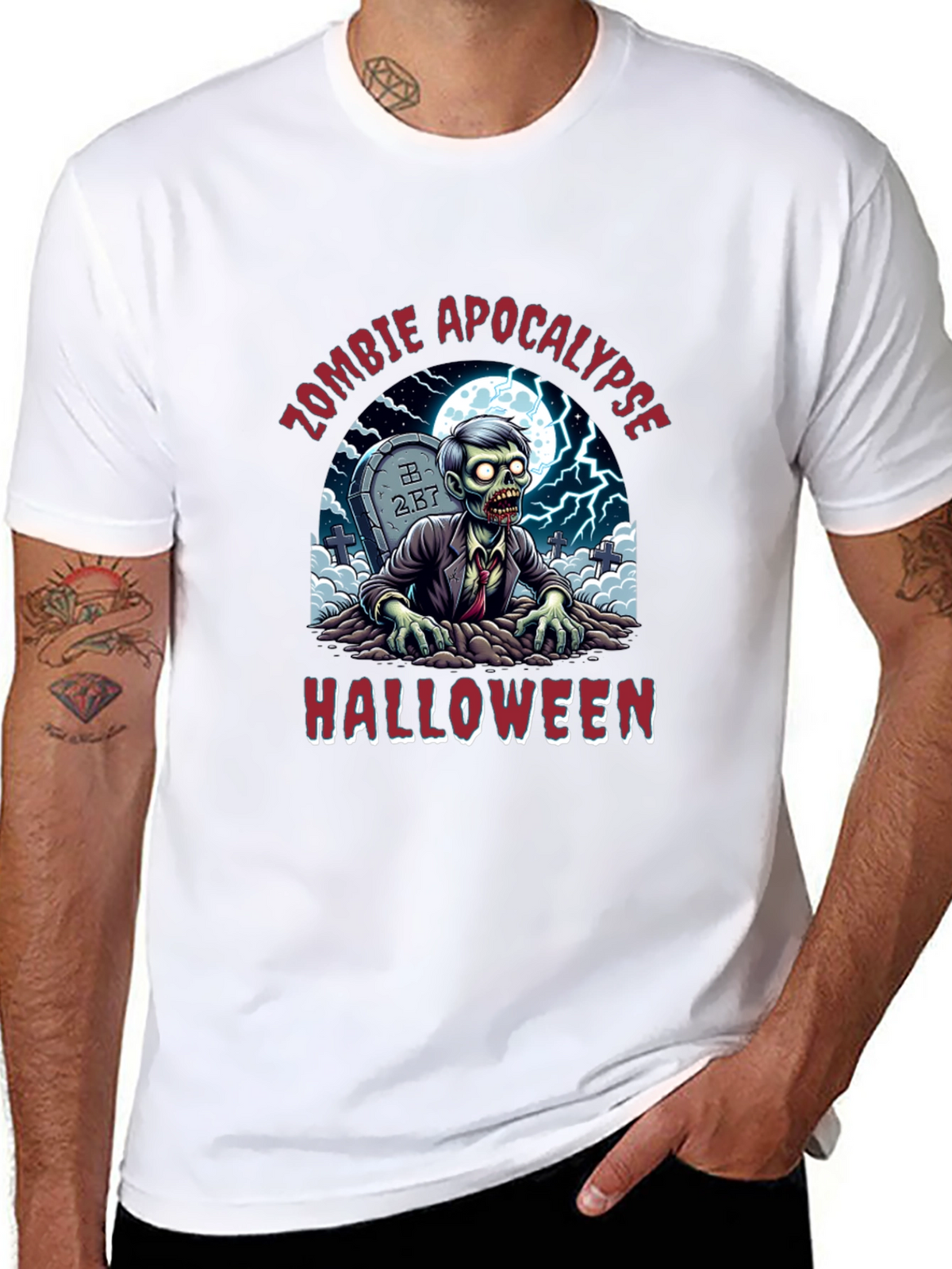Zombie Apocalypse Halloween Graphic T-Shirt