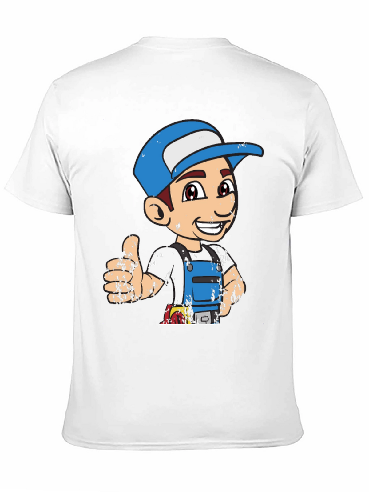 Cartoon Plumber Graphic Tee - Novelty T-Shirt