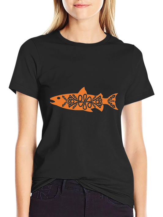 Fish Graphic Tee - Celtic Knot Design - Black