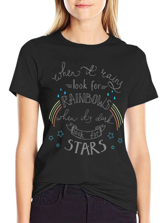 Inspirational Rainbow & Star Graphic T-Shirt