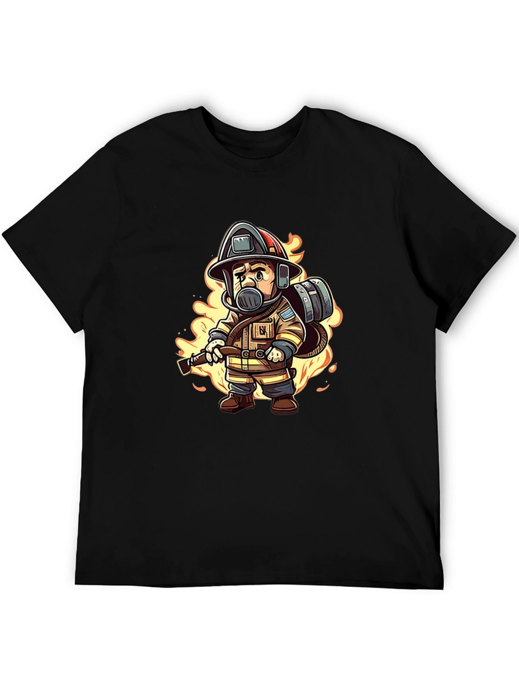 Firefighter Cartoon Graphic T-Shirt