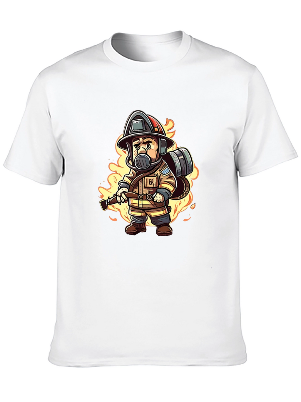 Firefighter Cartoon Graphic T-Shirt