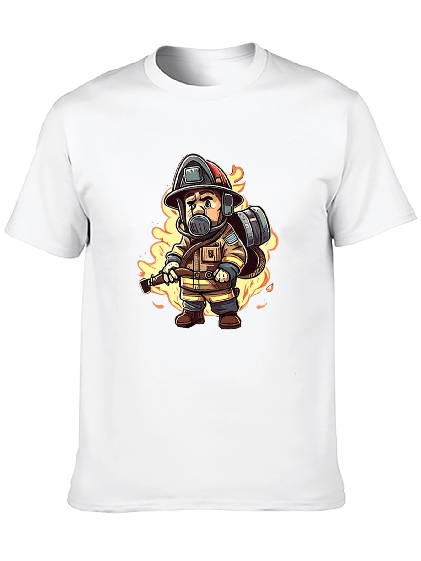 Firefighter Cartoon Graphic T-Shirt