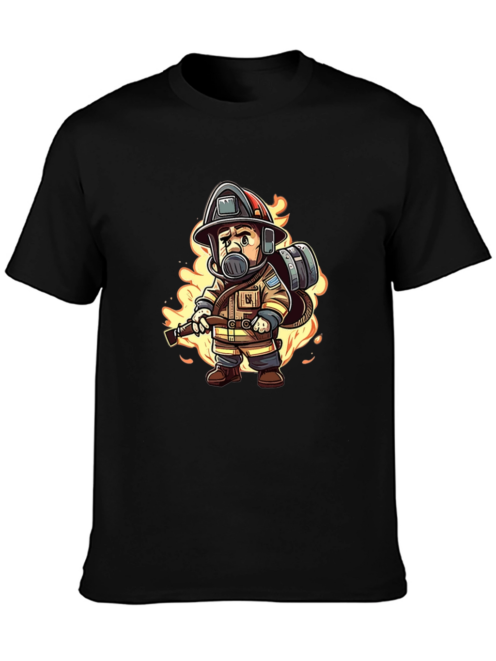 Firefighter Cartoon Graphic T-Shirt