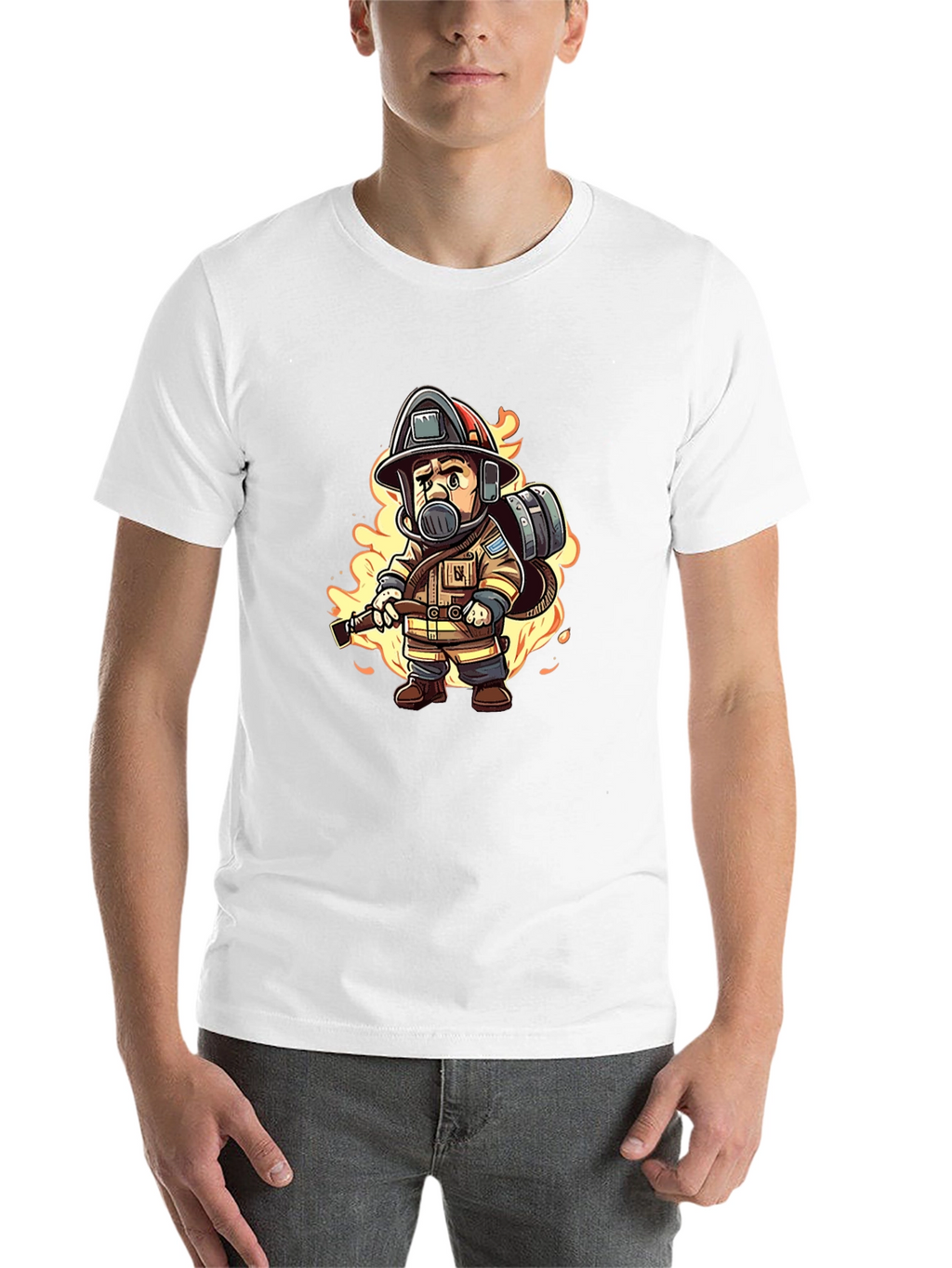 Firefighter Cartoon Graphic T-Shirt