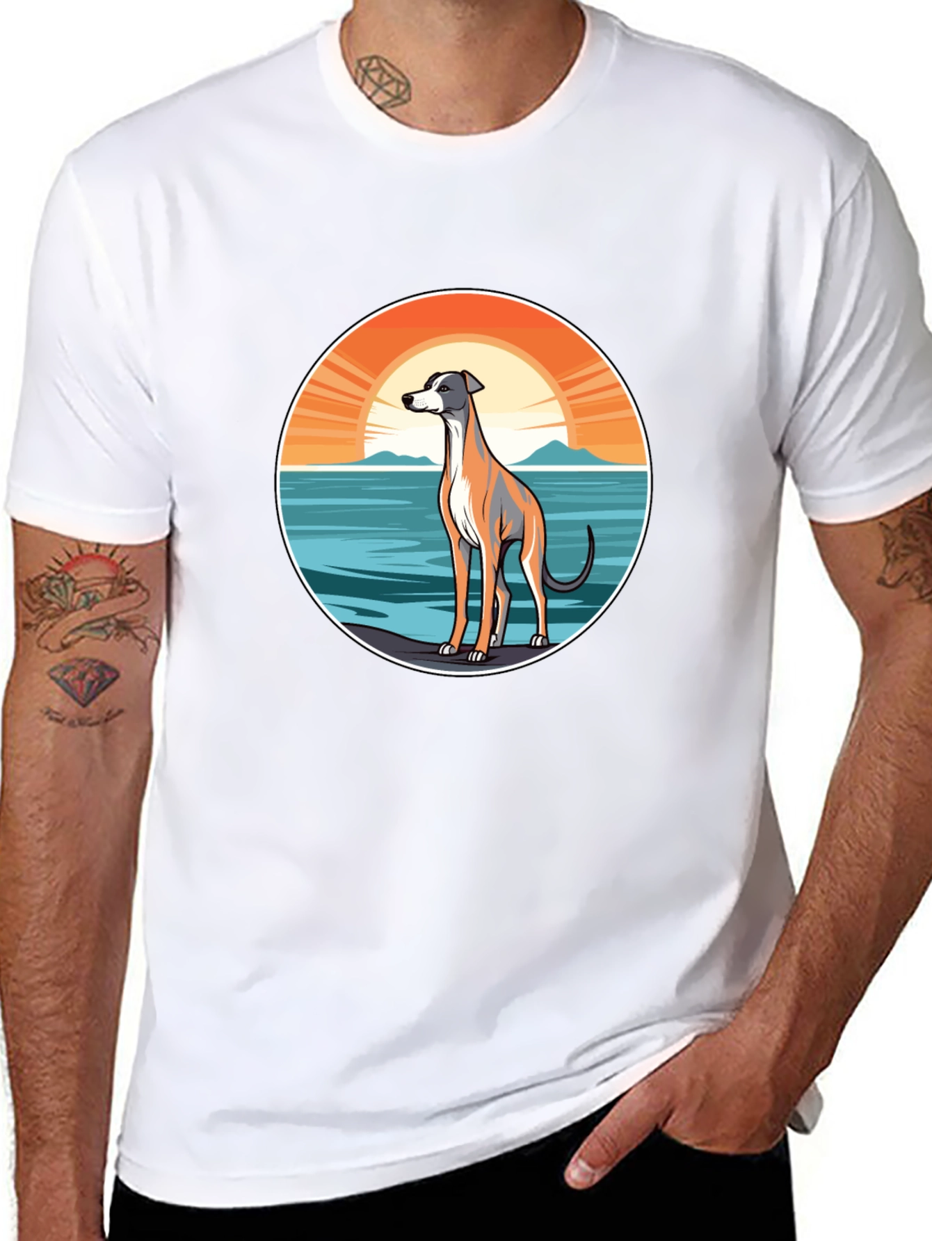 Dog Sunset Graphic Tee - Unisex Black T-Shirt