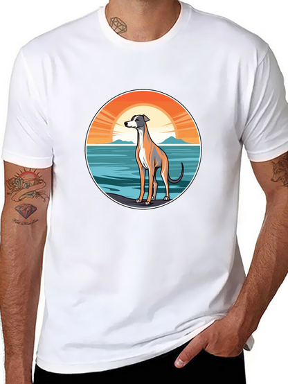 Dog Sunset Graphic Tee - Unisex Black T-Shirt