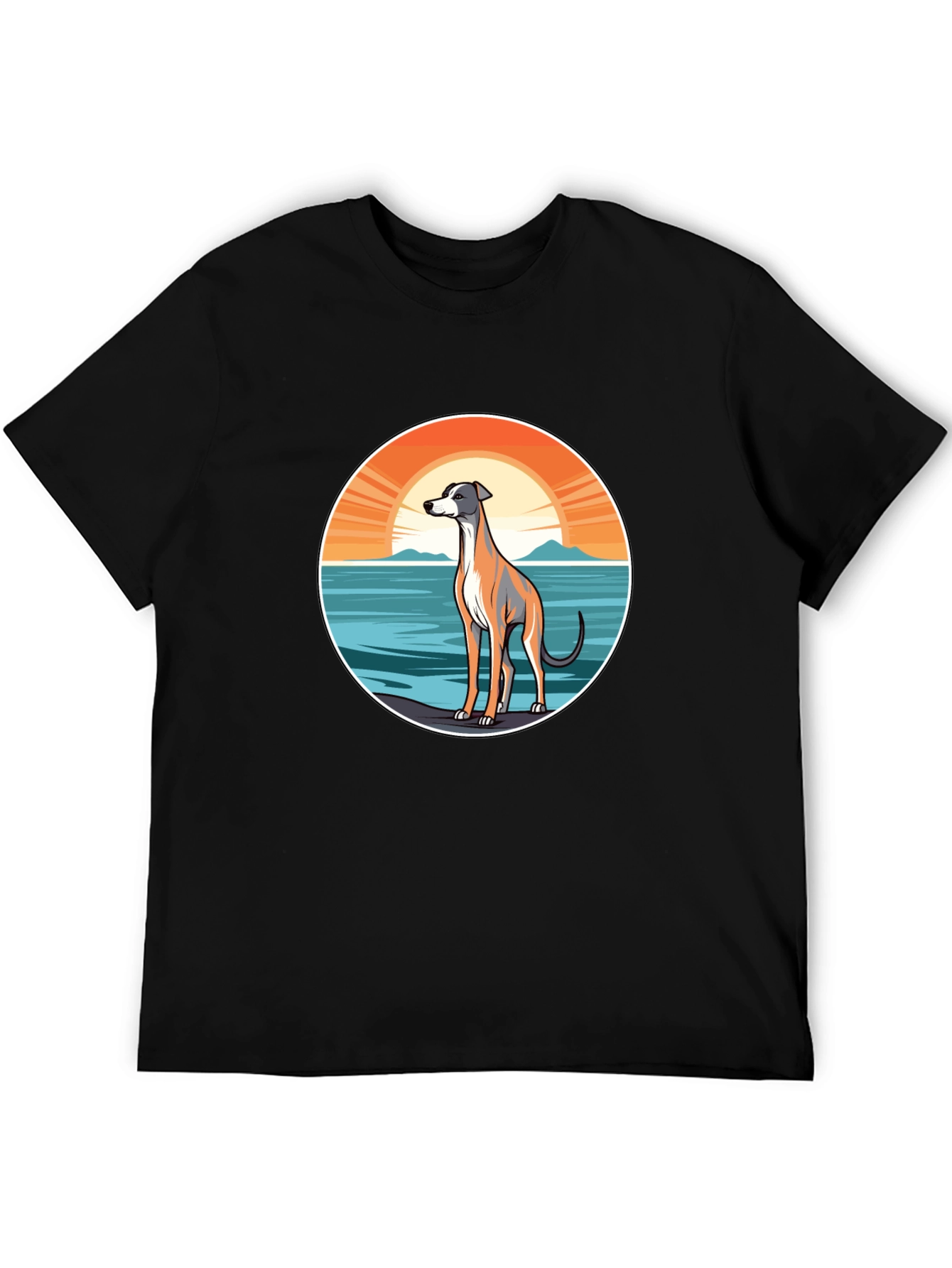 Dog Sunset Graphic Tee - Unisex Black T-Shirt