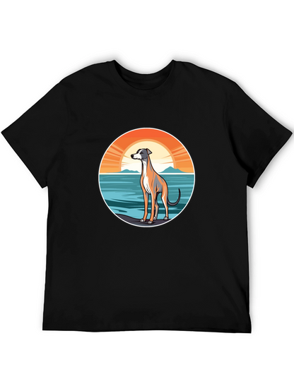Dog Sunset Graphic Tee - Unisex Black T-Shirt