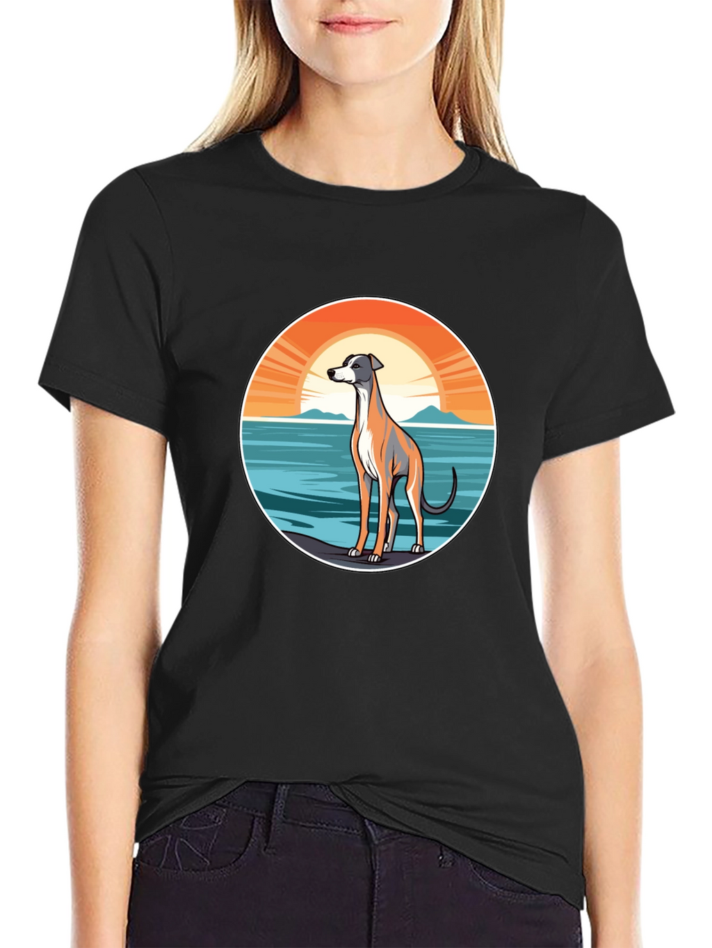 Dog Sunset Graphic Tee - Unisex Black T-Shirt