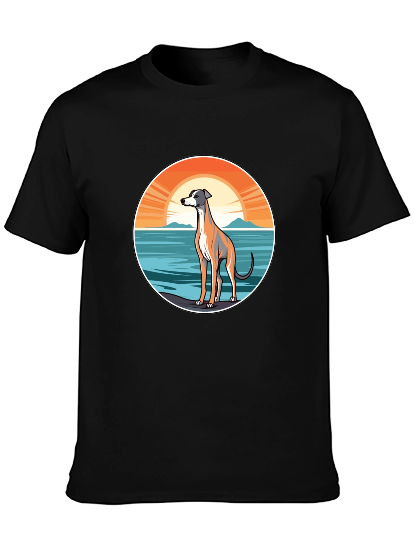 Dog Sunset Graphic Tee - Unisex Black T-Shirt