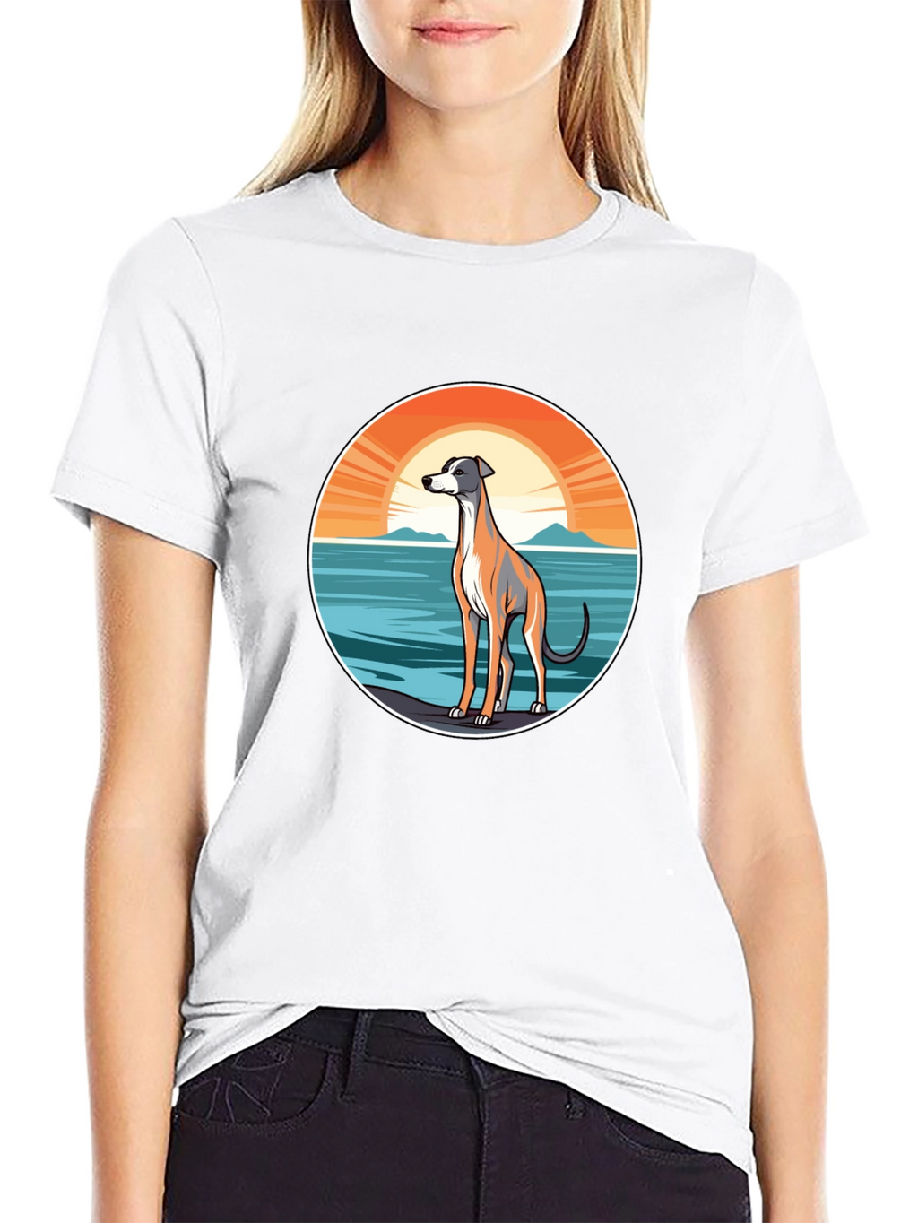 Dog Sunset Graphic Tee - Unisex Black T-Shirt