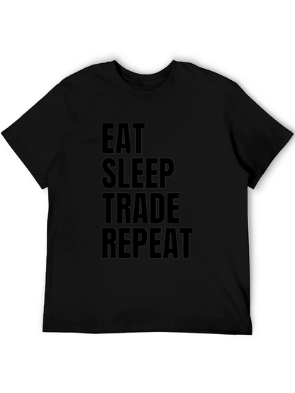 Eat Sleep Trade Repeat Black Graphic Tee
