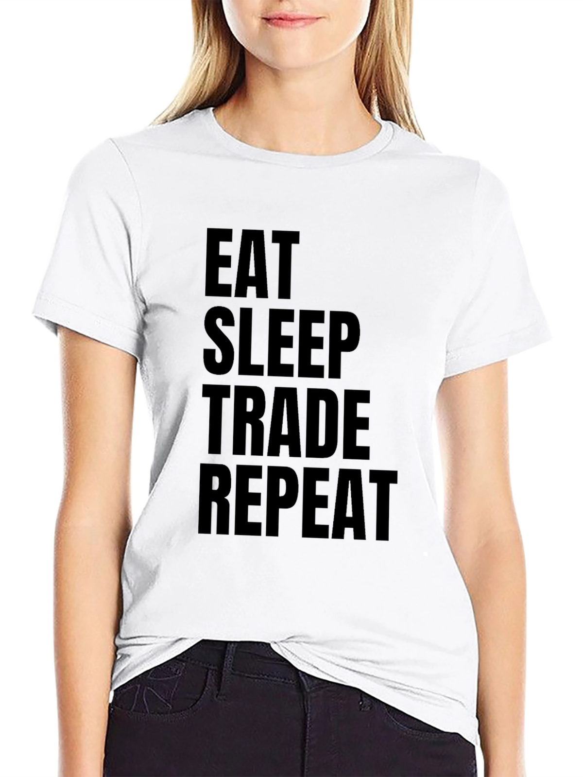 Eat Sleep Trade Repeat Black Graphic Tee