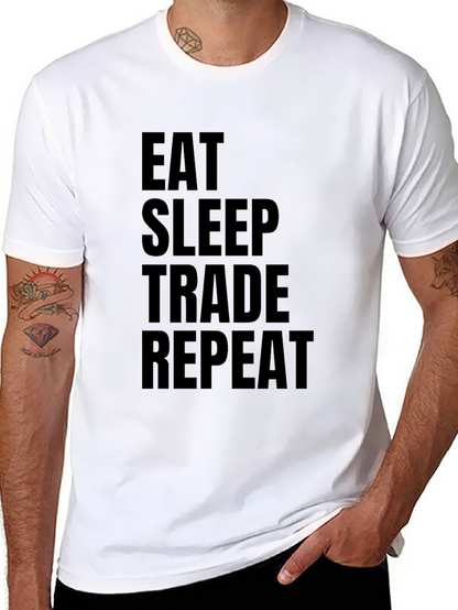Eat Sleep Trade Repeat Black Graphic Tee