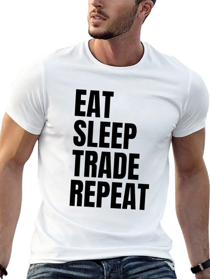 Eat Sleep Trade Repeat Black Graphic Tee