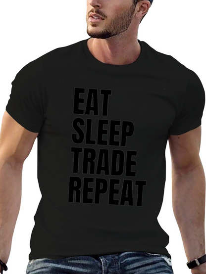 Eat Sleep Trade Repeat Black Graphic Tee