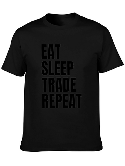 Eat Sleep Trade Repeat Black Graphic Tee