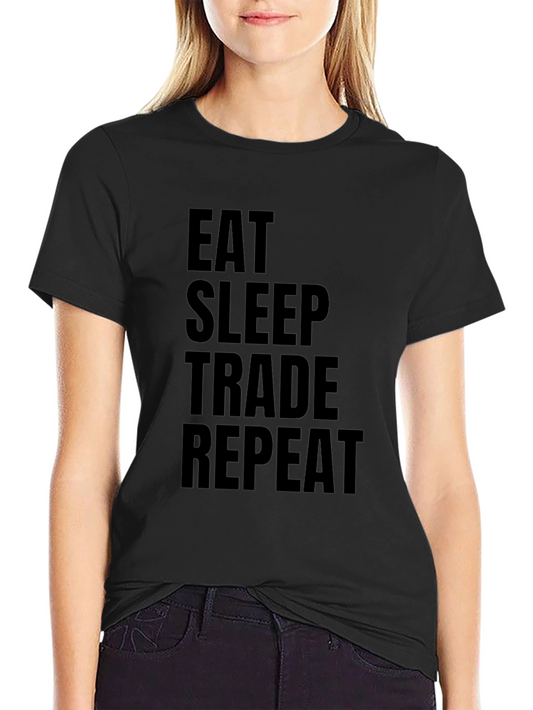 Eat Sleep Trade Repeat Black Graphic Tee
