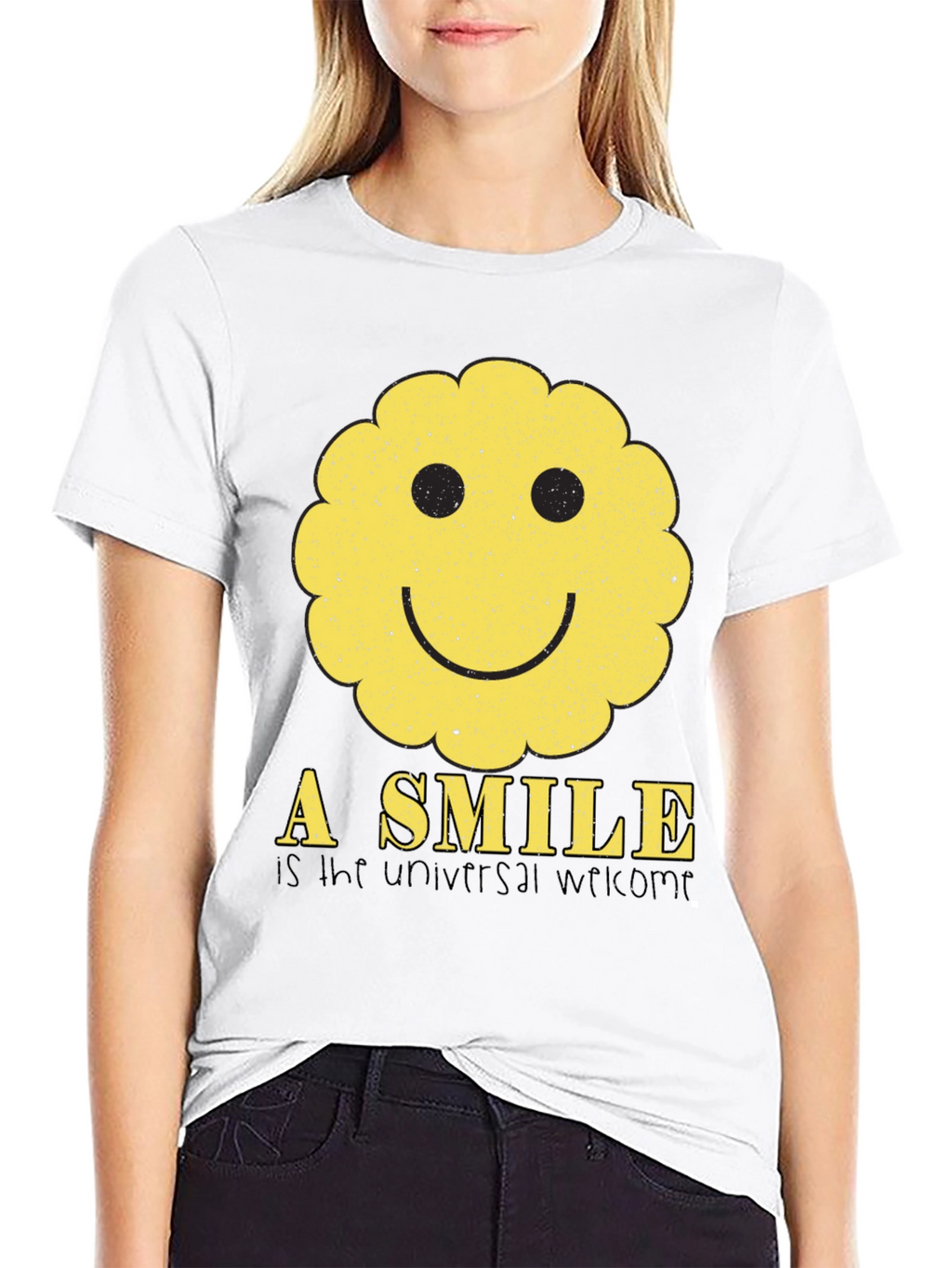 Smiley Face Graphic Tee - Universal Welcome T-Shirt