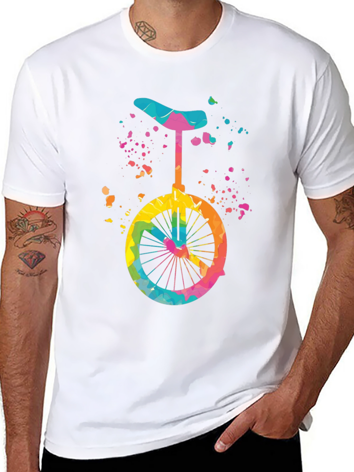 Colorful Unicycle Graphic T-Shirt