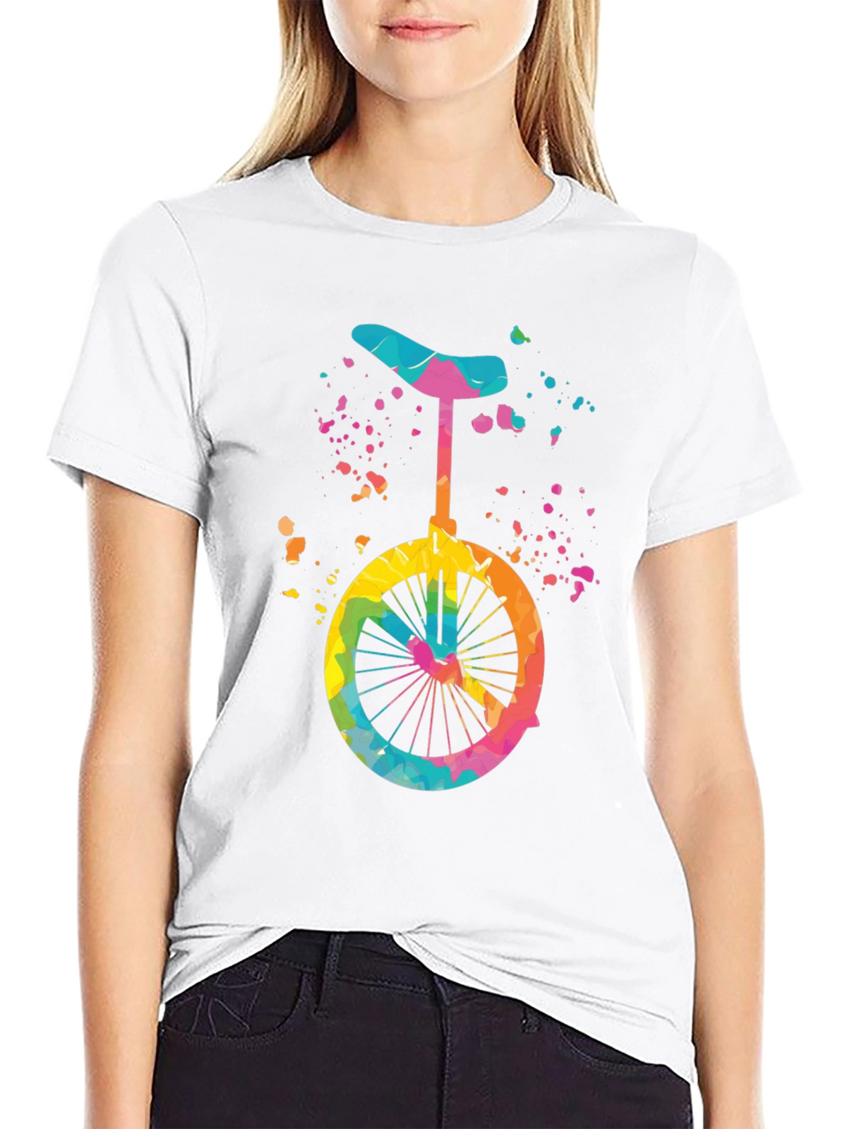 Colorful Unicycle Graphic T-Shirt