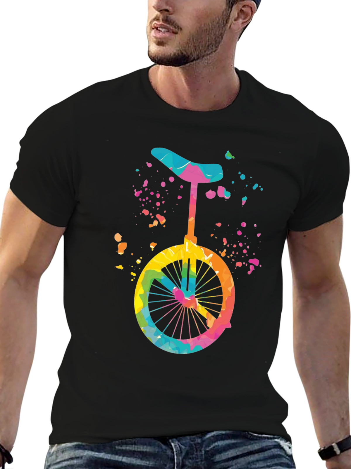 Colorful Unicycle Graphic T-Shirt