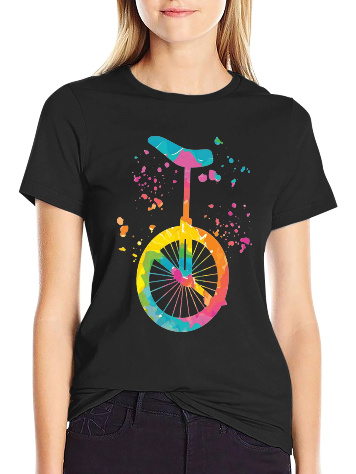 Colorful Unicycle Graphic T-Shirt