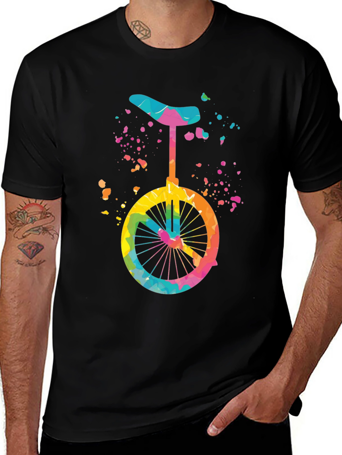 Colorful Unicycle Graphic T-Shirt