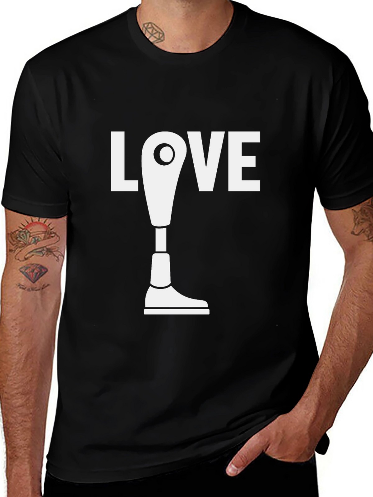 Love Prosthetic Leg T-Shirt - Black