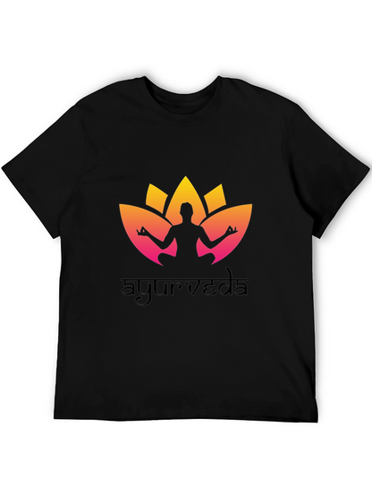 Ayurveda Yoga T-Shirt - Black Cotton