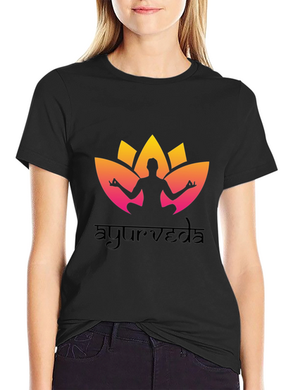 Ayurveda Yoga T-Shirt - Black Cotton