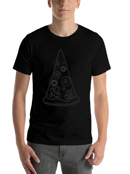 Pizza Slice Outline Graphic Black T-Shirt