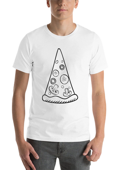 Pizza Slice Outline Graphic Black T-Shirt