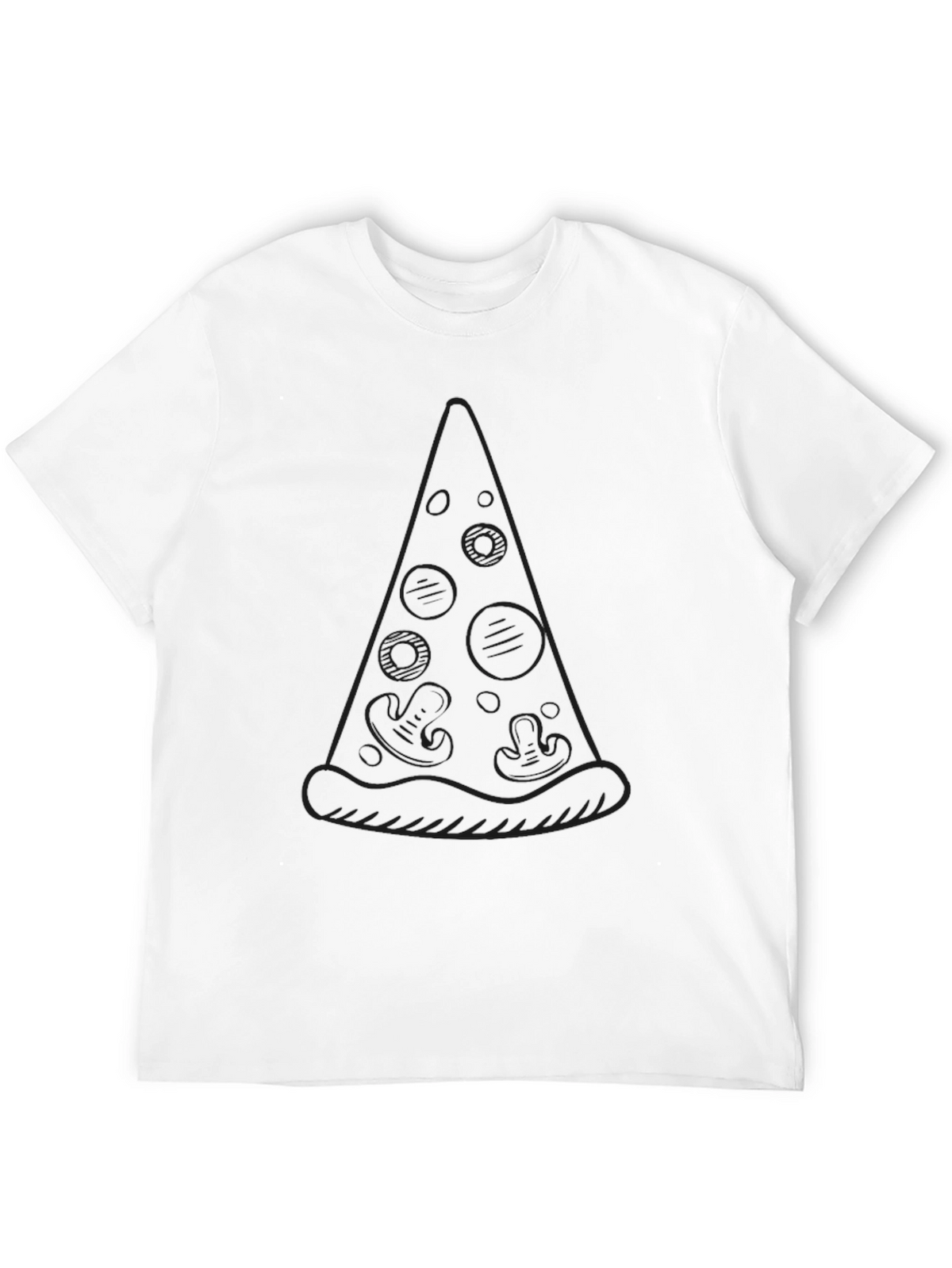 Pizza Slice Outline Graphic Black T-Shirt