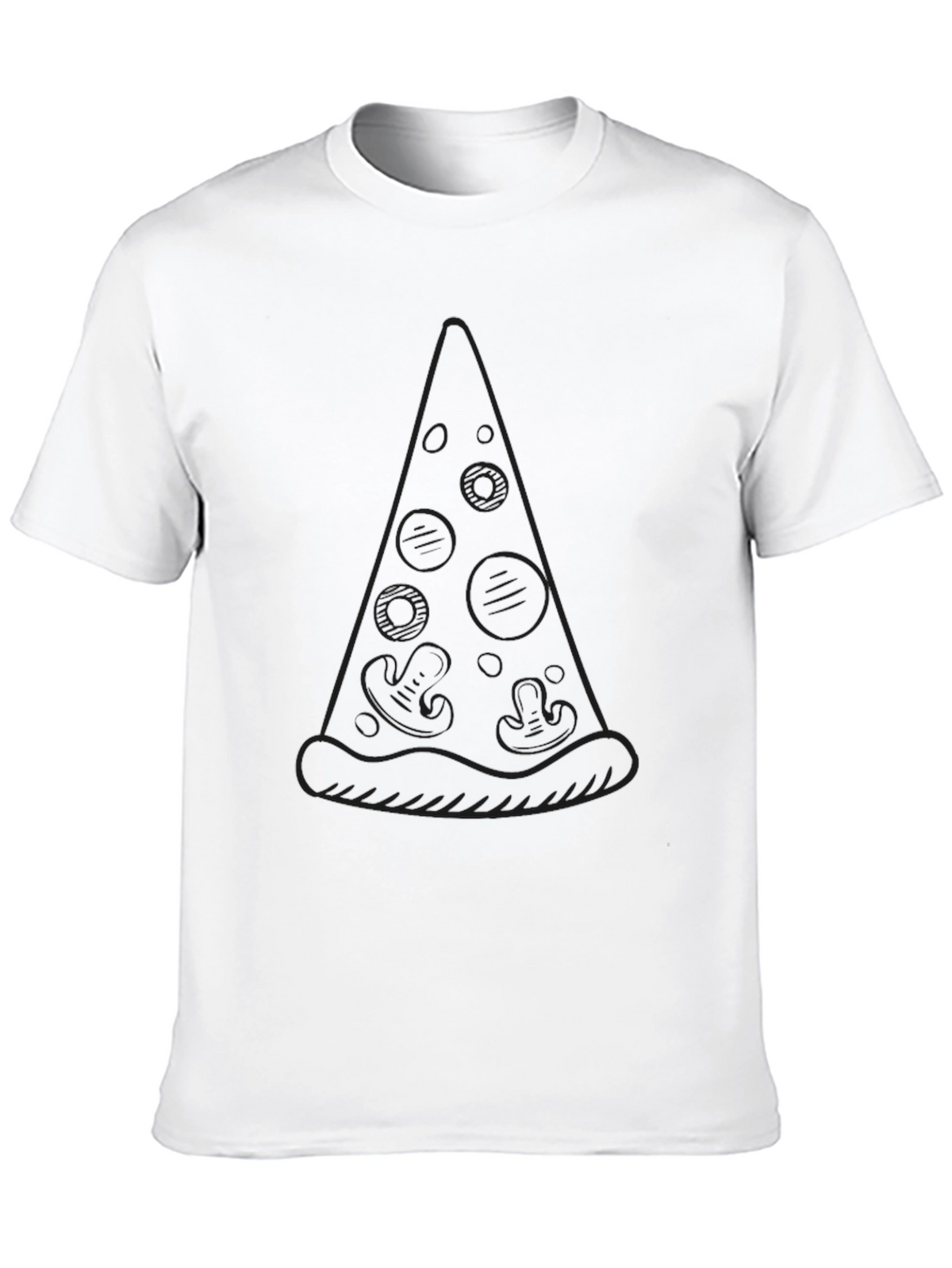 Pizza Slice Outline Graphic Black T-Shirt