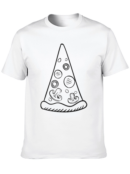 Pizza Slice Outline Graphic Black T-Shirt
