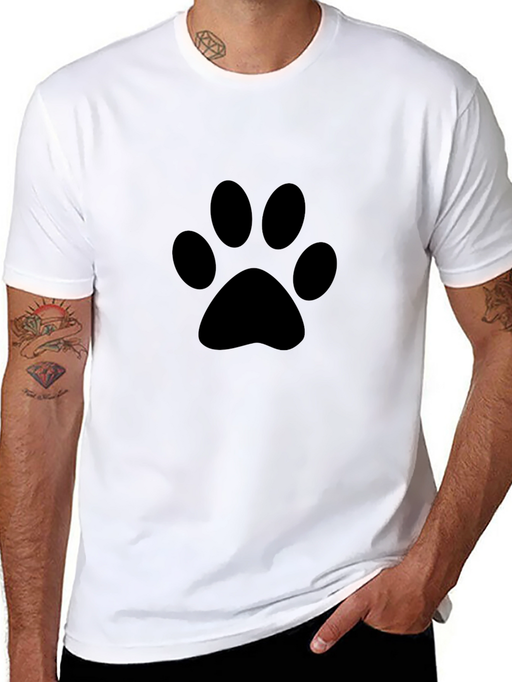 Paw Print Graphic Black T-Shirt