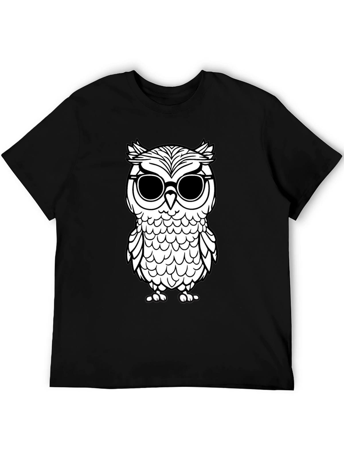 Cool Owl Graphic Tee - Black Cotton T-Shirt