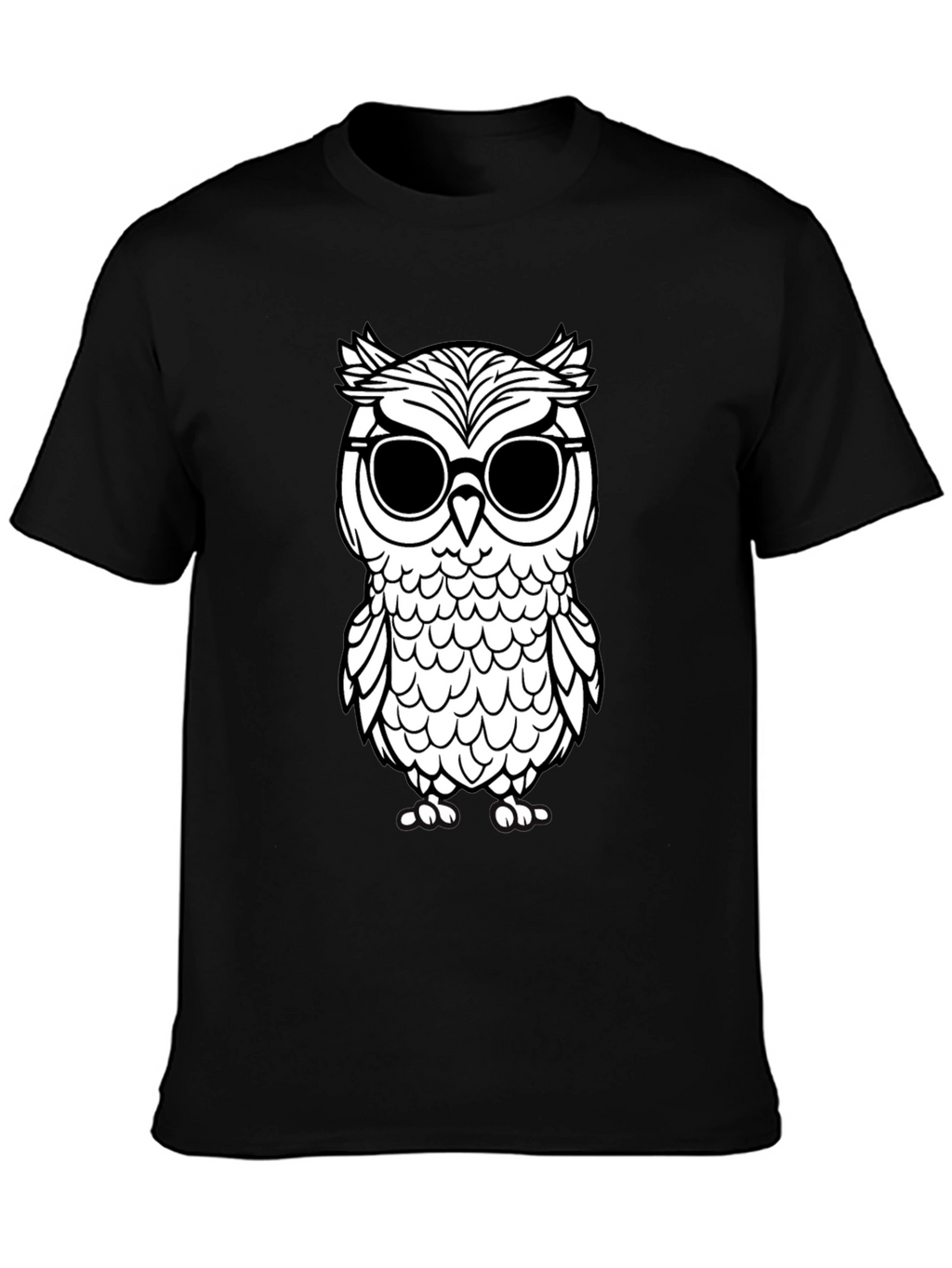 Cool Owl Graphic Tee - Black Cotton T-Shirt