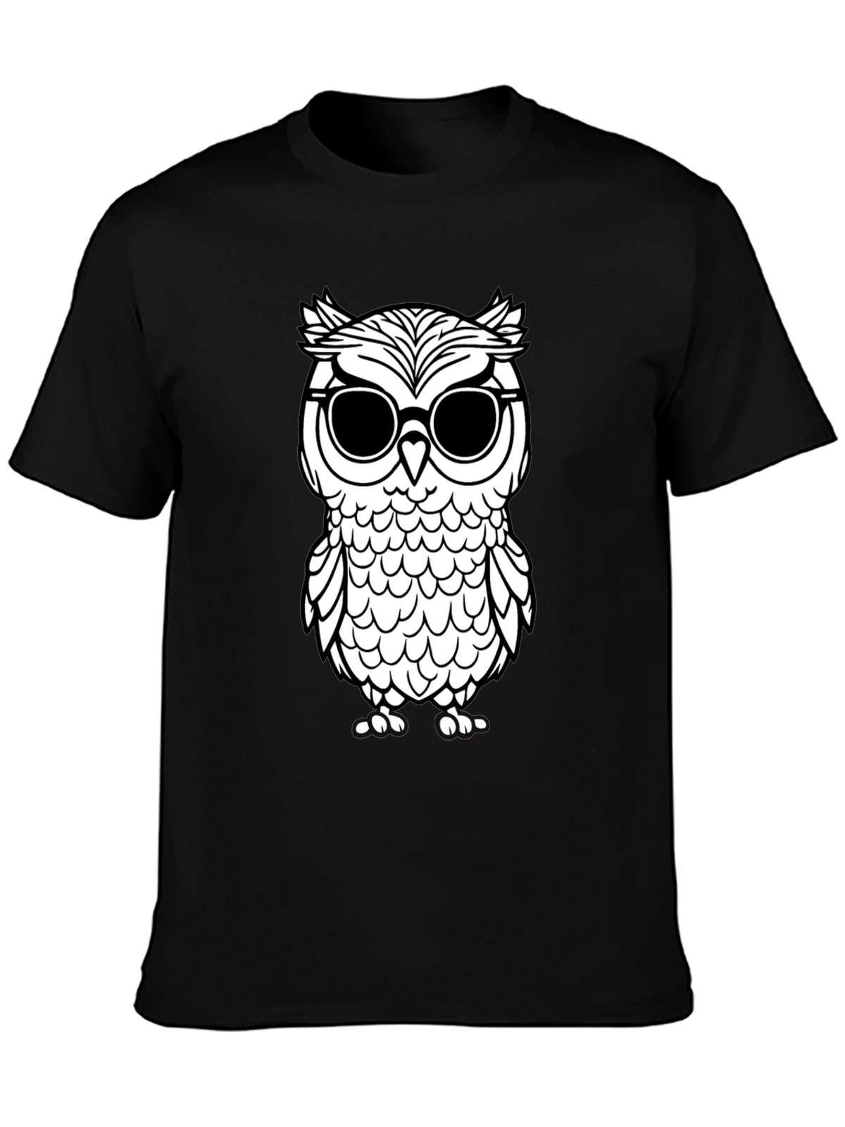 Cool Owl Graphic Tee - Black Cotton T-Shirt