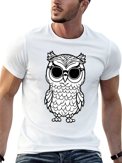 Cool Owl Graphic Tee - Black Cotton T-Shirt
