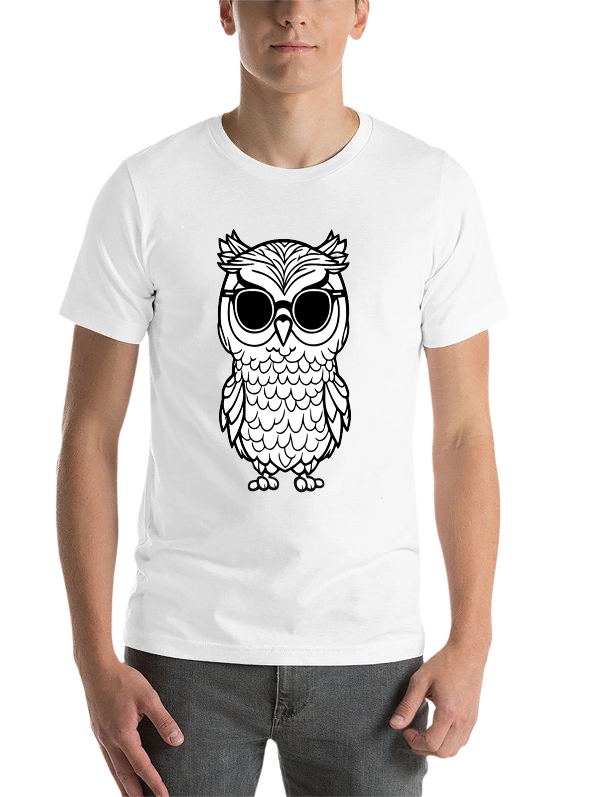 Cool Owl Graphic Tee - Black Cotton T-Shirt