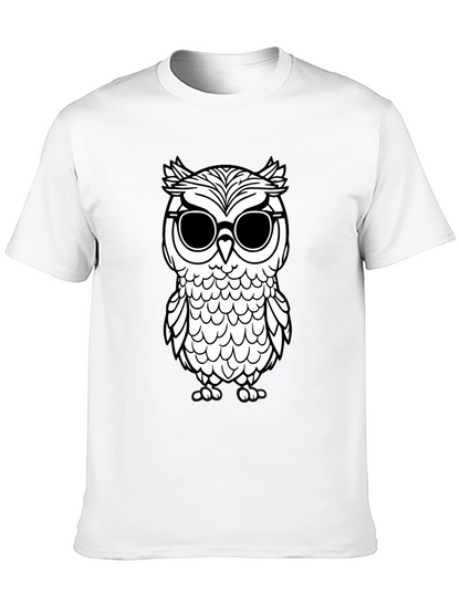 Cool Owl Graphic Tee - Black Cotton T-Shirt