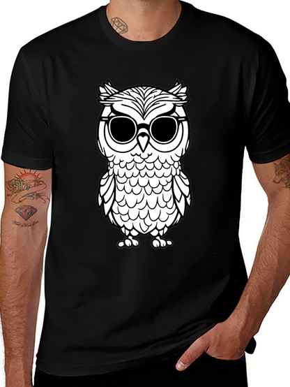 Cool Owl Graphic Tee - Black Cotton T-Shirt
