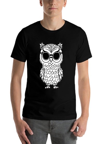Cool Owl Graphic Tee - Black Cotton T-Shirt