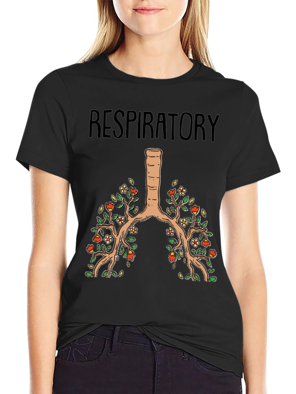Respiratory System Floral Lung Anatomy T-Shirt